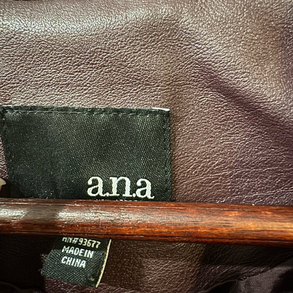 a.n.a Women's Burgundy Pleather Moto Jacket - Picture 2 of 5